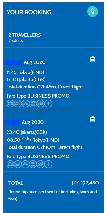 年夏休み ジャカルタ行き特典航空券をビジネスクラスで発券 やりたいほうだい